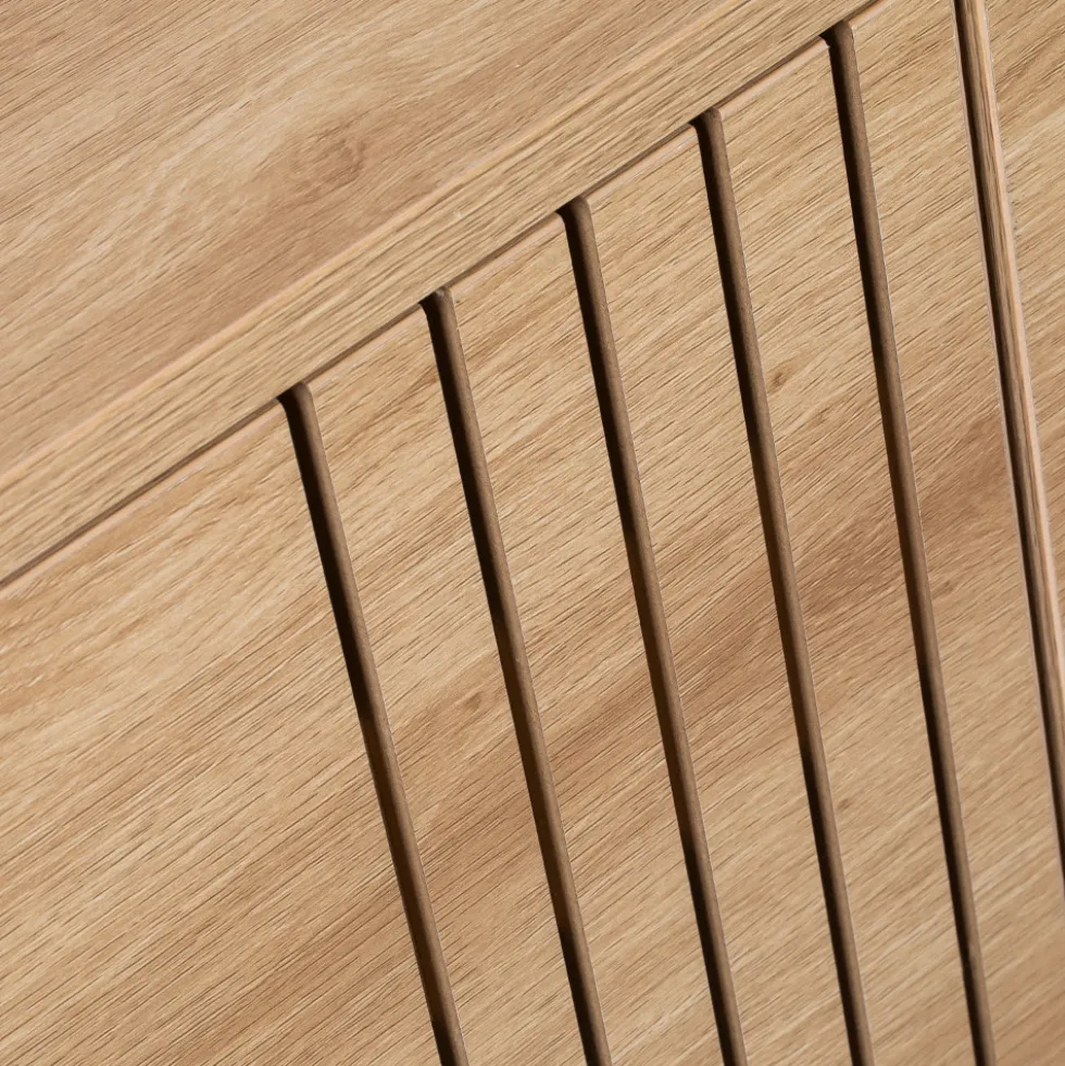 KROKOM Buffet 2 portes 3 tiroirs en bois et métal L180cm