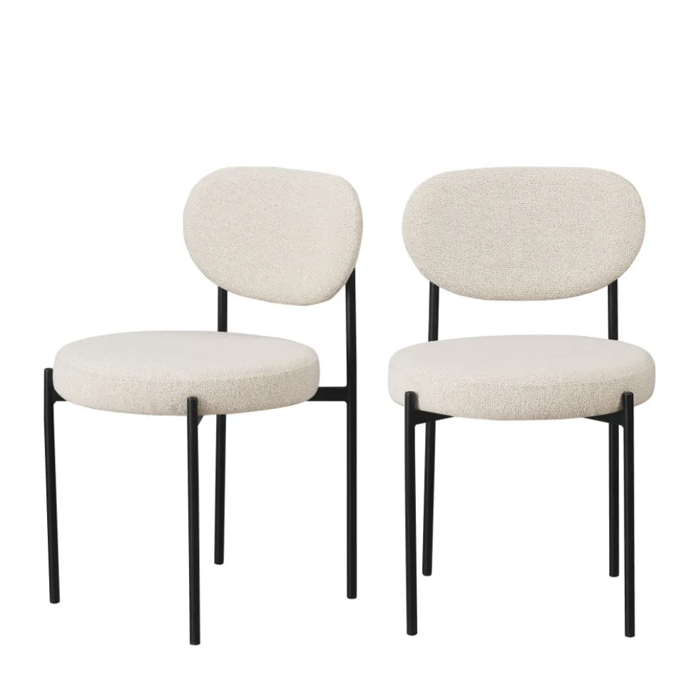KYOTO Lot de 2 chaises en tissu bouclette et métal
