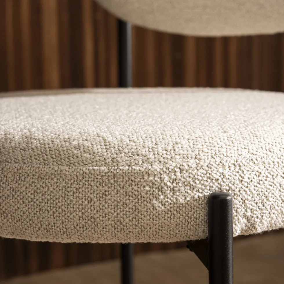 KYOTO Lot de 2 chaises en tissu bouclette et métal