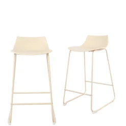 LAMER Lot de 4 chaises de bar en plastique et métal H66cm