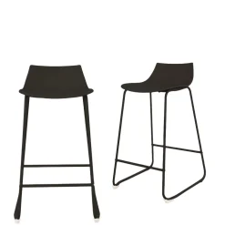 LAMER Lot de 4 chaises de bar en plastique et métal H66cm
