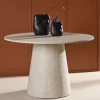 LANZO Table à manger 4 personnes ronde effet marbre