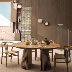 LEA Table à manger extensible 4 à 8 personnes en bois ø120-200x120cm
