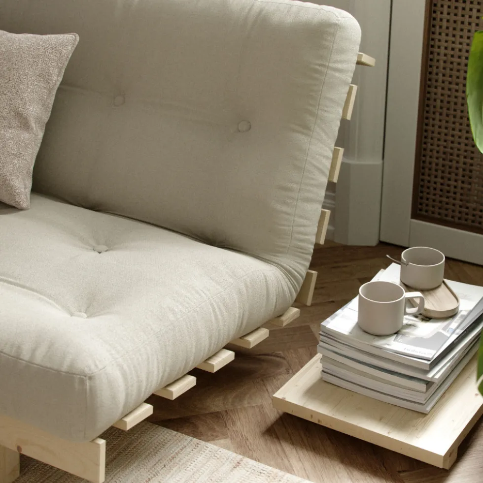 LEAN Canapé convertible en bois naturel et tissu