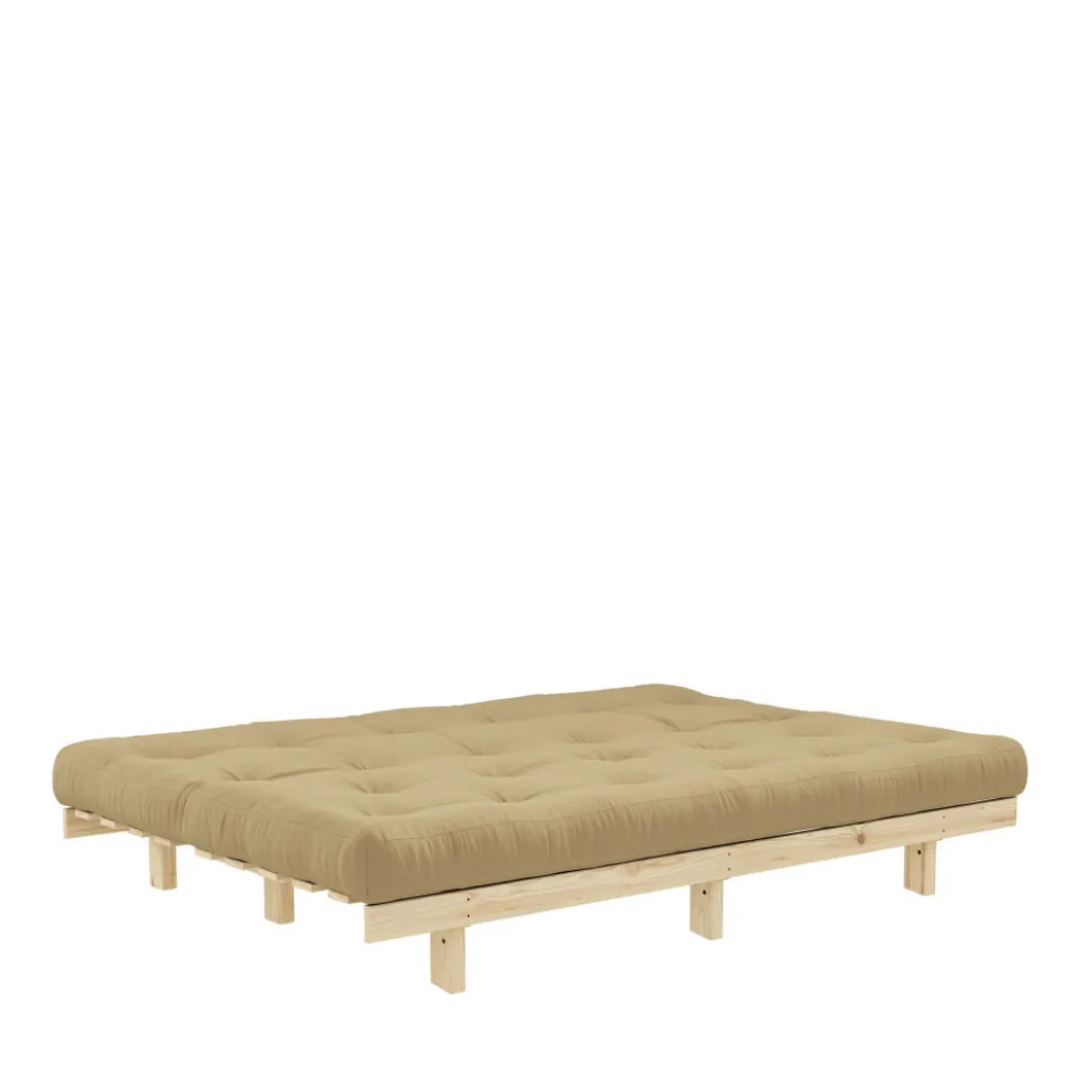 LEAN Canapé convertible en bois naturel et tissu