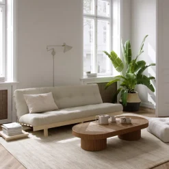 LEAN Canapé convertible en bois naturel et tissu