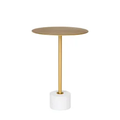 LECCO Table d'appoint en effet laiton et marbre ø41cm