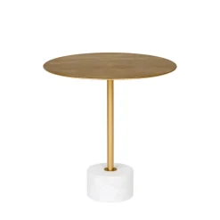 LECCO Table d'appoint en effet laiton et marbre ø51cm