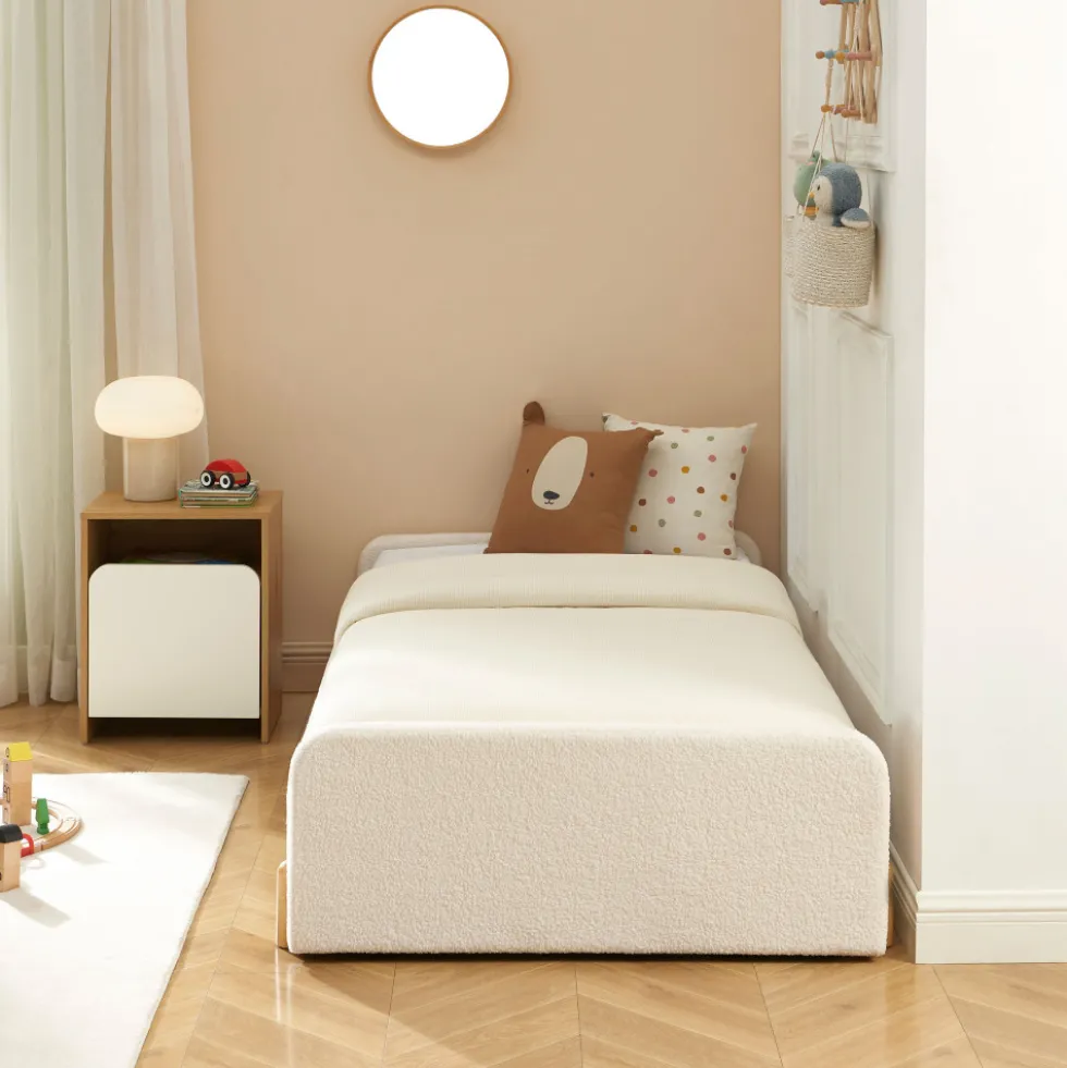 LEONA Lit enfant en tissu bouclette 90x190cm