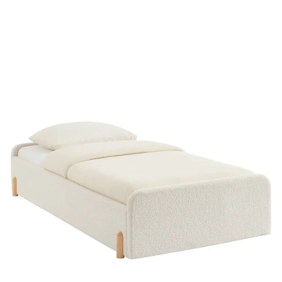 LEONA Lit enfant en tissu bouclette 90x190cm