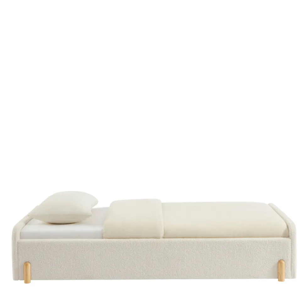 LEONA Lit enfant en tissu bouclette 90x190cm