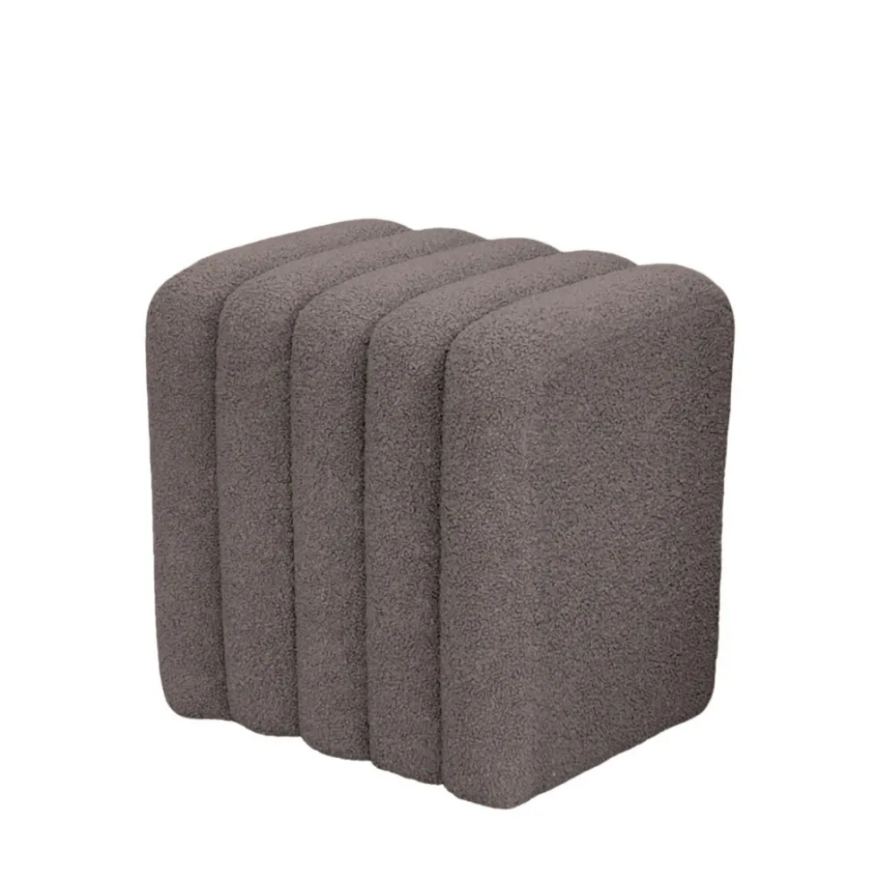 LETO Pouf rembourré en tissu bouclette