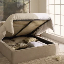 LIBERIA Lit coffre en tissu 140x190cm