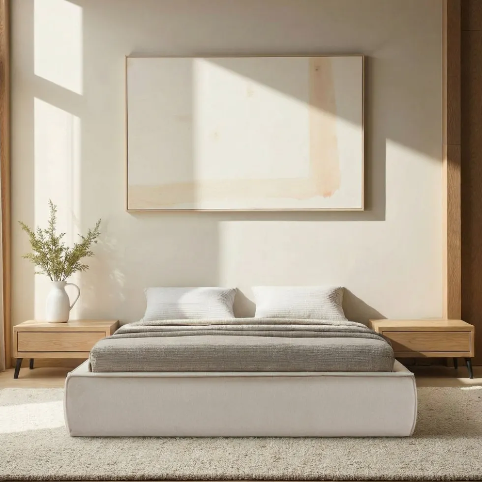 LIBERIO Lit coffre en tissu 140x190cm