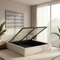 LIBERIO Lit coffre en tissu 140x190cm