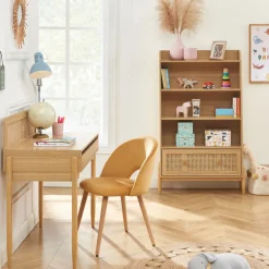LILOU Bibliothèque enfant en bois et cannage H140cm