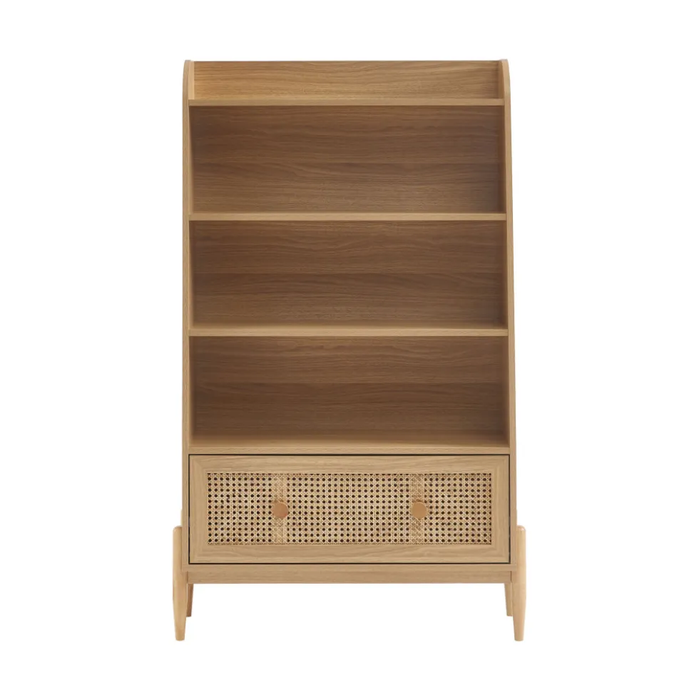 LILOU Bibliothèque enfant en bois et cannage H140cm