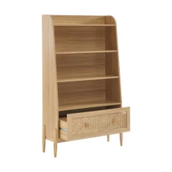 LILOU Bibliothèque enfant en bois et cannage H140cm