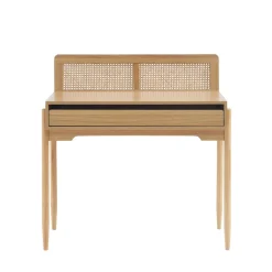 LILOU Bureau enfant 1 tiroir en bois et cannage H95cm