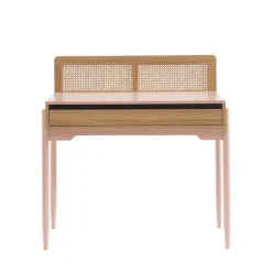 LILOU Bureau enfant 1 tiroir en bois et cannage H95cm
