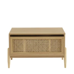 LILOU Coffre de rangement enfant en bois et cannage L74cm