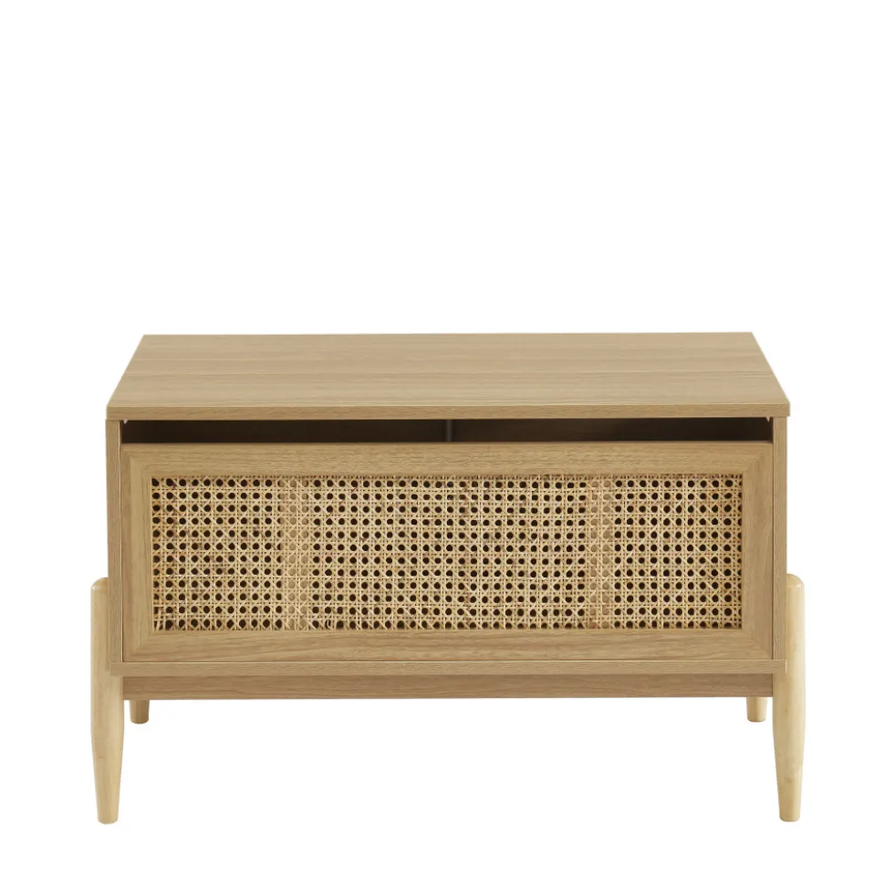 LILOU Coffre de rangement enfant en bois et cannage L74cm