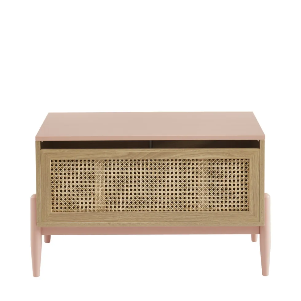 LILOU Coffre de rangement enfant en bois et cannage L74cm