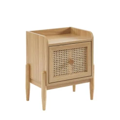 LILOU Table de chevet enfant 1 tiroir en bois et cannage