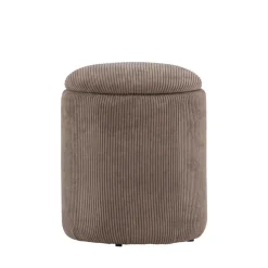 LIMPEN Pouf coffre rond en velours côtelé ø32cm