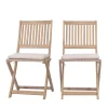 LINA Lot de 2 chaises pliantes de jardin en bois