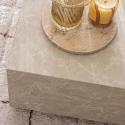 LIPANI Table basse carrée effet marbre 90x90cm