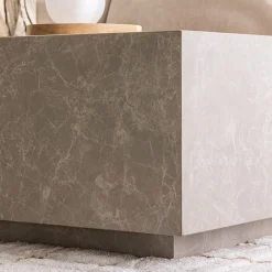 LIPANI Table basse carrée effet marbre 90x90cm