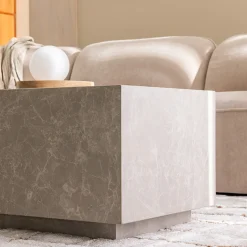 LIPANI Table basse effet marbre 90x50cm