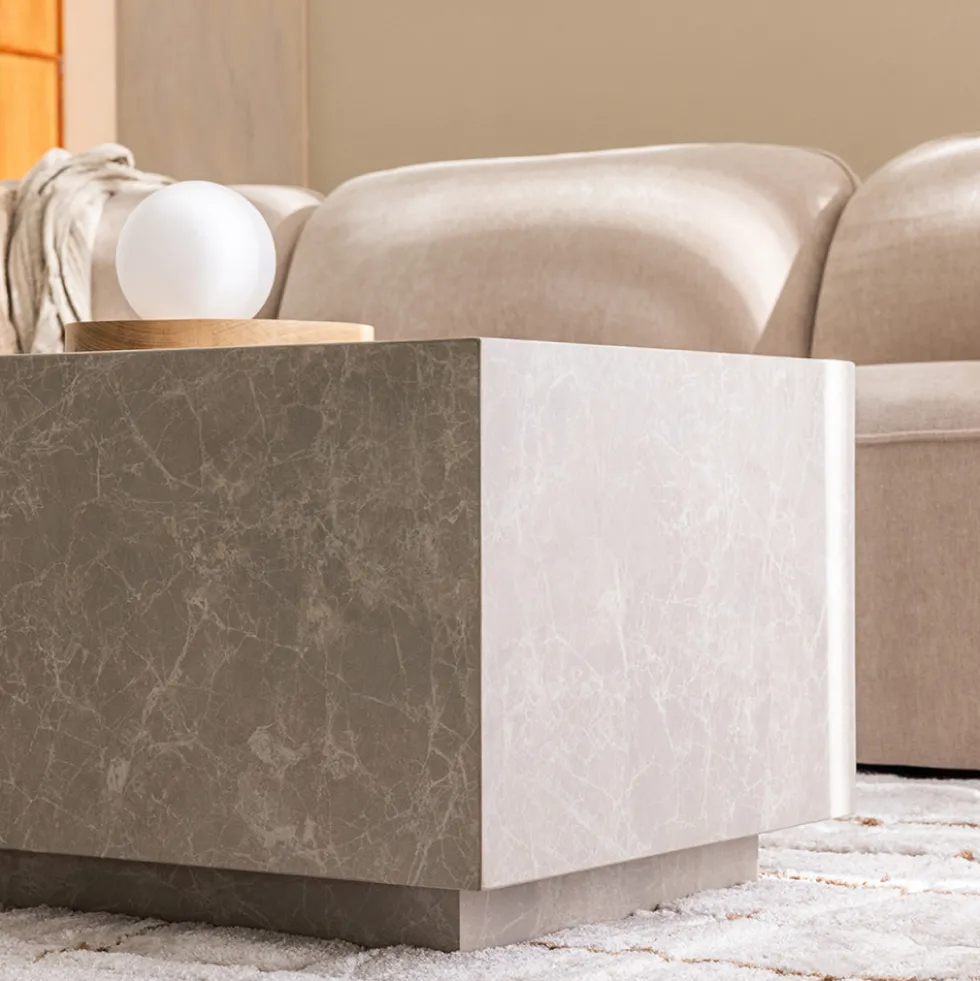 LIPANI Table basse effet marbre 90x50cm
