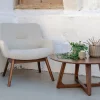 LONDON Fauteuil en tissu et pieds en bois naturel