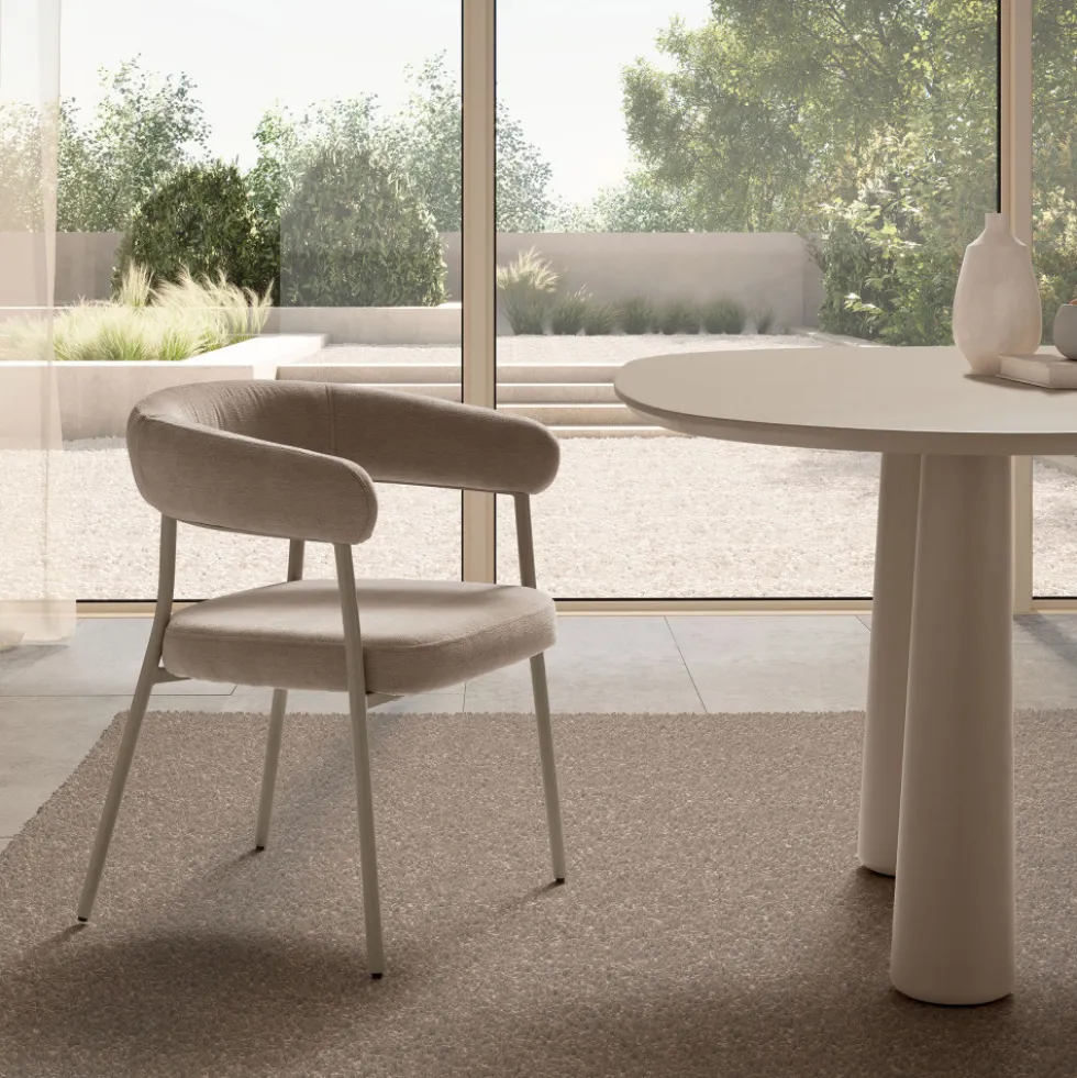 LORA Lot de 2 fauteuils de table en tissu et métal