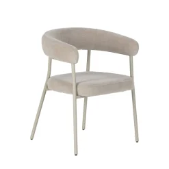 LORA Lot de 2 fauteuils de table en tissu et métal