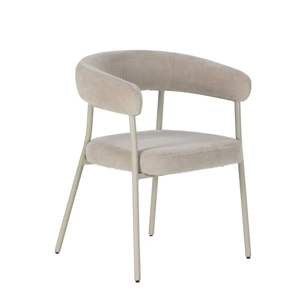 LORA Lot de 2 fauteuils de table en tissu et métal