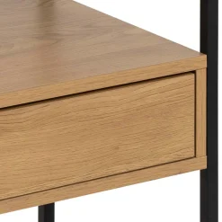 LUMA Table de chevet 1 tiroir en verre, bois et métal