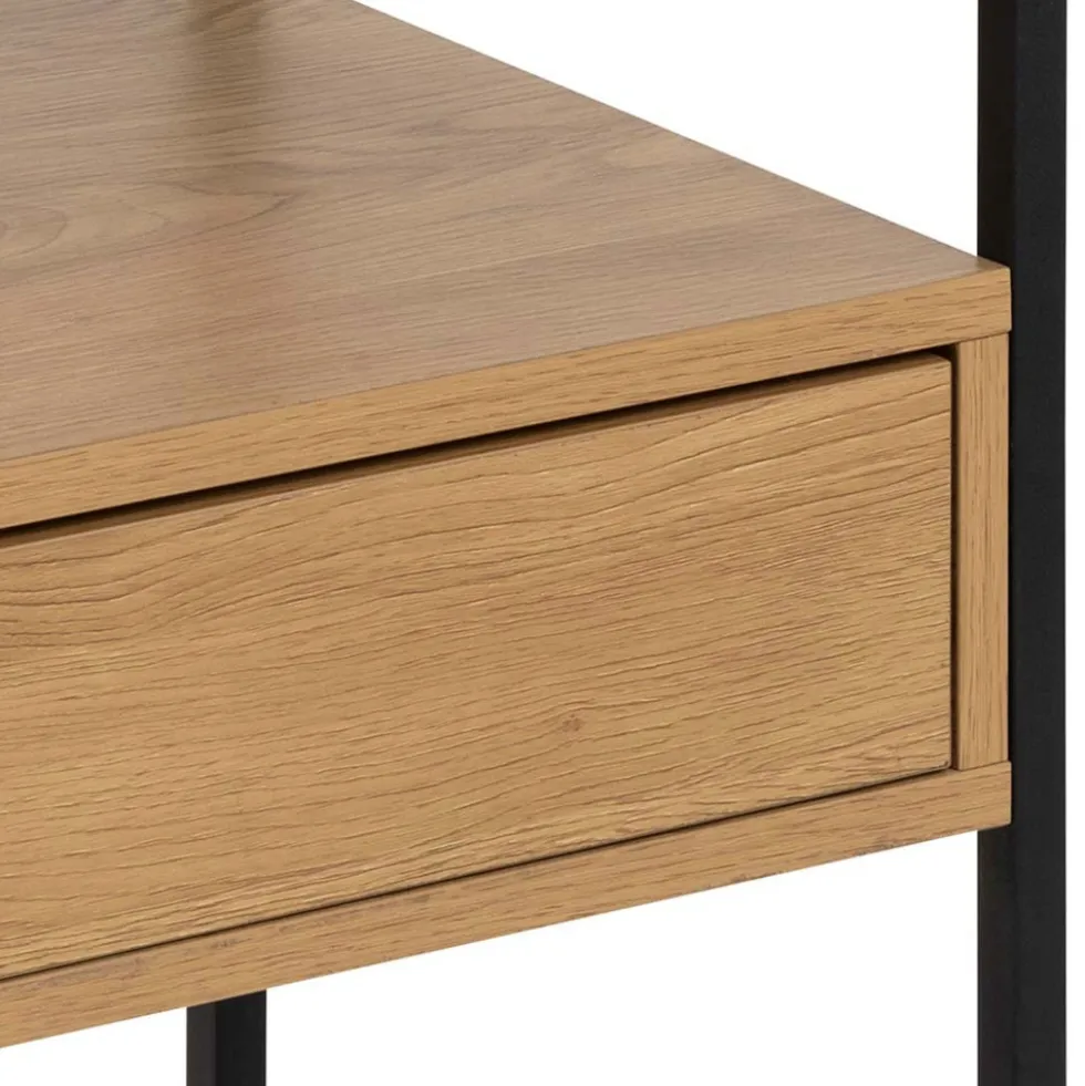 LUMA Table de chevet 1 tiroir en verre, bois et métal