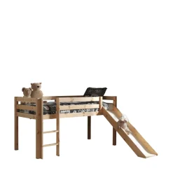 LUNA Lit enfant mezzanine avec toboggan en bois 90x200cm