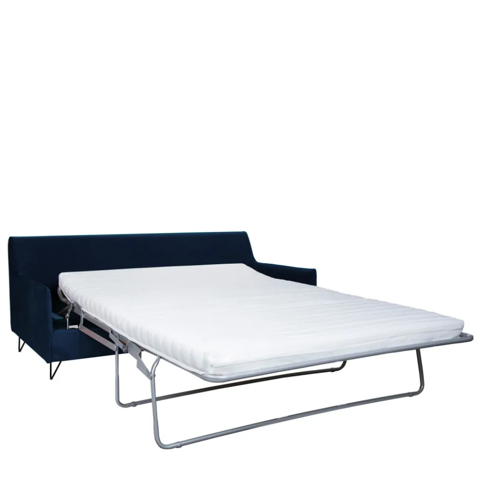 LUNERY Canapé 4 places convertible en velours pieds épingles noirs