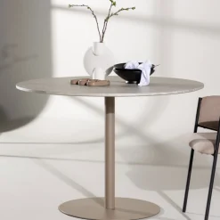 LYCKE Table à manger 4 personnes ronde en effet marbre et métal
