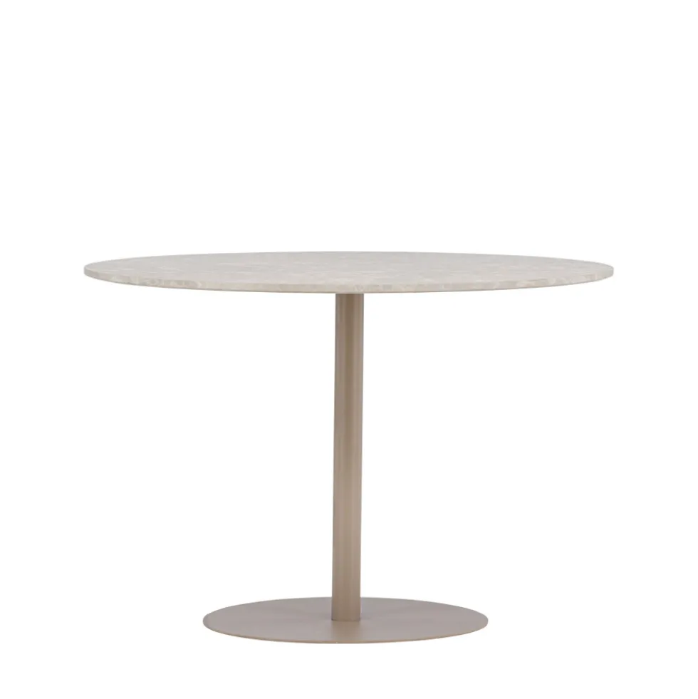 LYCKE Table à manger 4 personnes ronde en effet marbre et métal