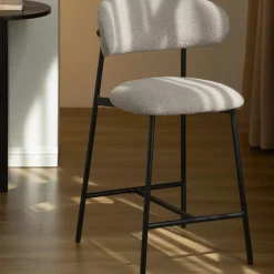 MANEL Lot de 2 tabourets de bar en tissu et métal H66cm