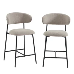 MANEL Lot de 2 tabourets de bar en tissu et métal H66cm