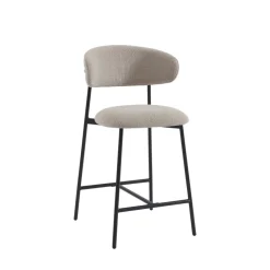 MANEL Lot de 2 tabourets de bar en tissu et métal H66cm