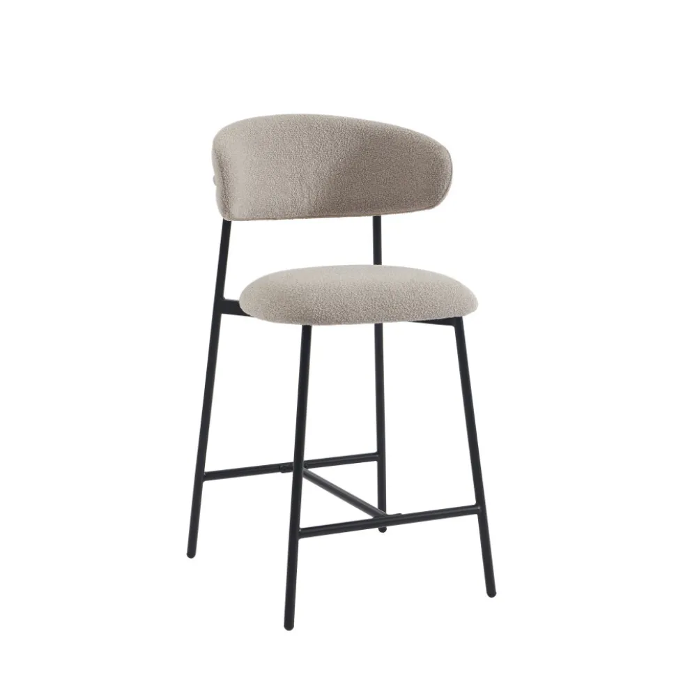 MANEL Lot de 2 tabourets de bar en tissu et métal H66cm