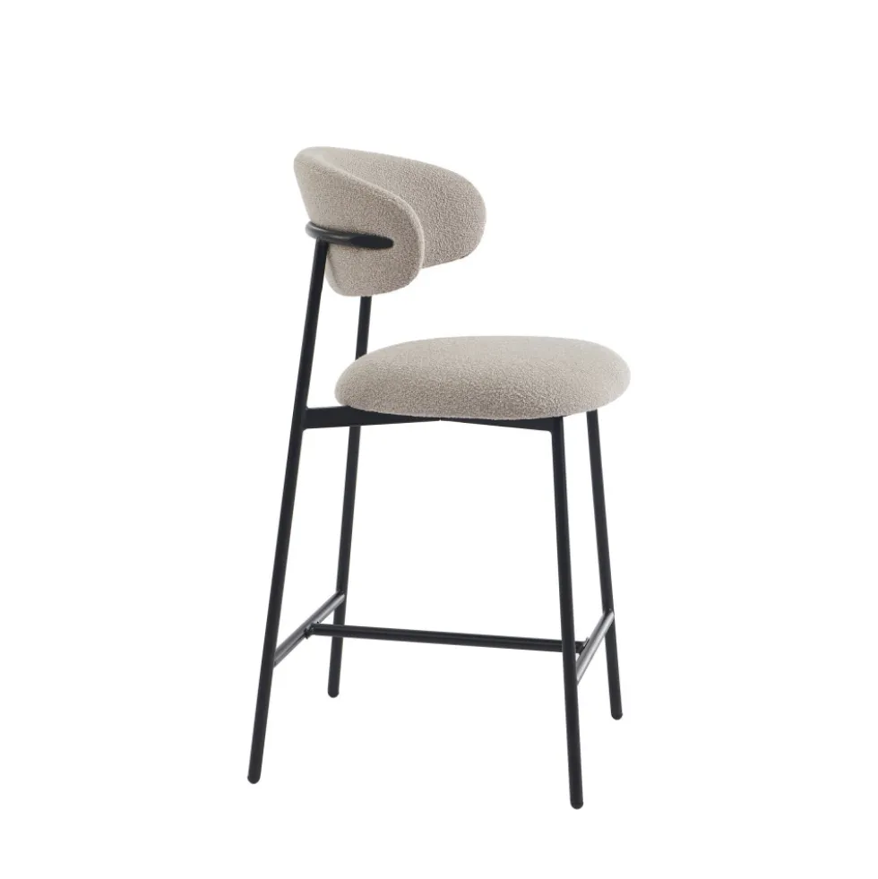 MANEL Lot de 2 tabourets de bar en tissu et métal H66cm