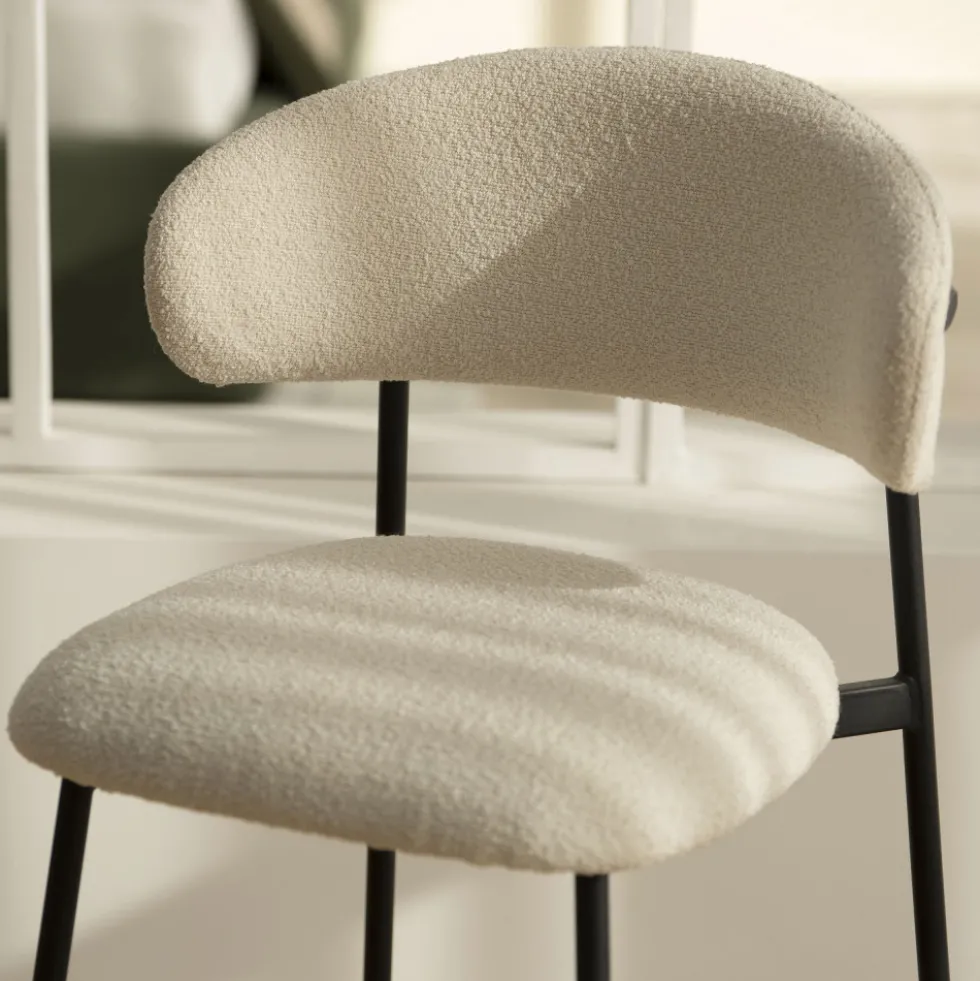 MANEL Lot de 2 tabourets de bar en tissu et métal H66cm